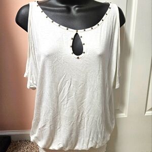 Venus Embellished Cold Shoulder Keyhole Top